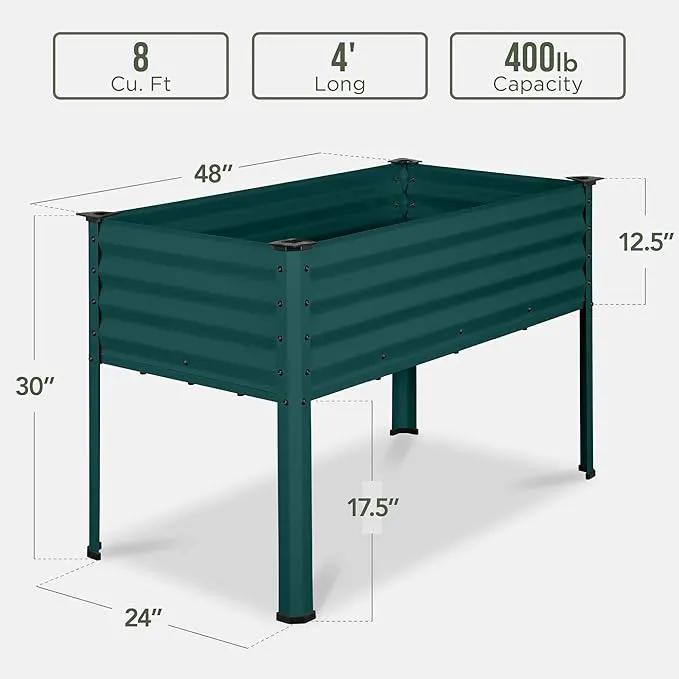 Best Choice Products 48x24x30in Galvanized Raised Garden Bed, Metal Elevated Planter Box, Vegetable Garden for Backyard, Patio, Balcony - Peacock Blue by GreenHaven Gardens
