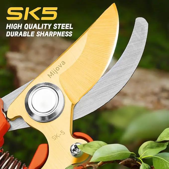 Garden Pruners, Heavy Duty Garden Clippers,Pruning Shears with Adjustable Thumb Lock,Hand Gardening Tools Pruners,Stainless Steel Sharp Gardening Scissors (MJ003) by GreenHaven Gardens