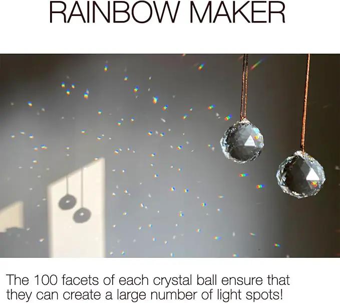 2PCS 4cm Clear Ball Crystal Sun Catcher Prisms, STINO Hanging Suncatchers with Glass Prism, Rainbow Maker for Windows, Home, Room, Garden Decor (1, Ball Clear 2Pcs) by GreenHaven Gardens