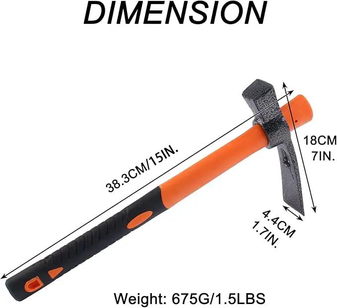 Dual Head Hammer Hoe with Heavy Duty Forged Adze and Ergonomic Non-Slip Handle for Gardening, Hunting, Landscaping Outdoor 39mm/15-Inch by GreenHaven Gardens