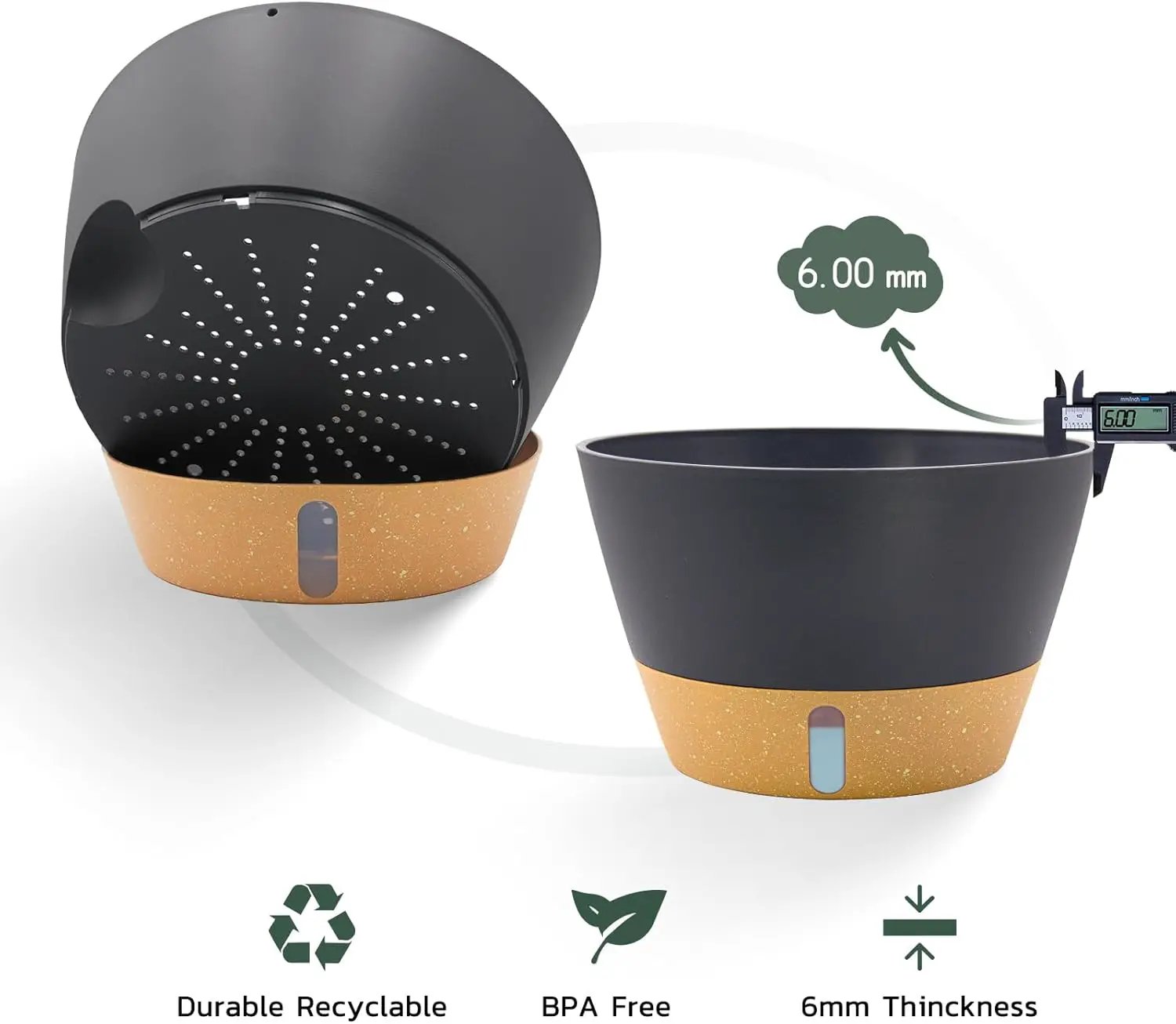 ZMTECH 12 Inch Hanging Planters for Indoor Plants, 2 Pack Self Watering Hanging Planter with Visual Reservoir, Hanging Pots for Plants Outdoor with Drainage Hole and Plant Hanger(Gray) by GreenHaven Gardens