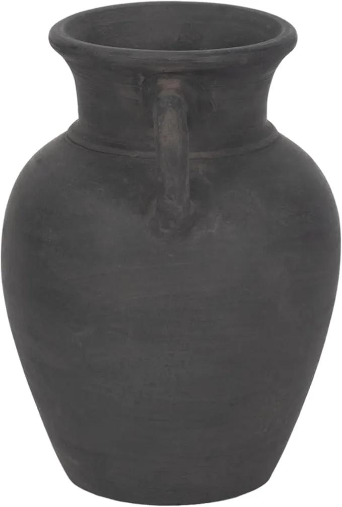 Sagebrook Home Black Boho Terracotta Vase - Amphora-Style Decorative Flower Holder for Home, Office & Living Room - 9" Black by GreenHaven Gardens