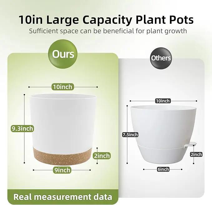 QCQHDU 10 inch Plant Pot, 2 Pack Planters for Indoor Plants with Drainage Holes & Saucer, Outdoor Flower Pots Home Garden Modern Decor by GreenHaven Gardens