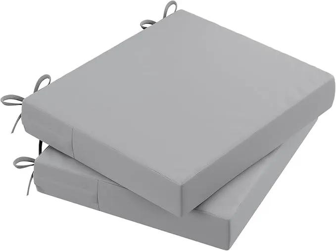 AAAAAcessories Outdoor Seat Cushions for Chairs, Waterproof, Fade-Resistant Patio Furniture Replacement Cushions, 20" x 18" x 3", Set of 2, Gray by GreenHaven Gardens
