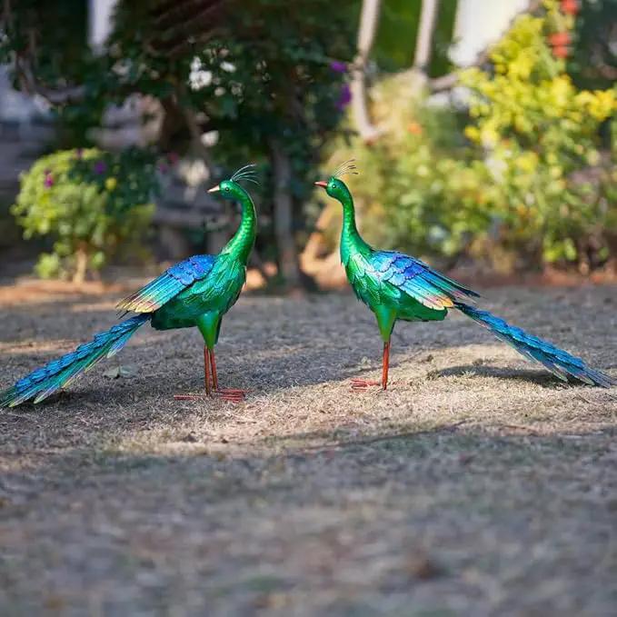 DREAMSOUL Peaock Garden Statues Metal Garden Sculptures & Statues Peacock Statue for Patio Yard Gift by GreenHaven Gardens