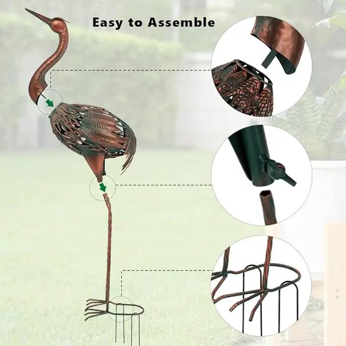 VEWOGARDEN Heron Outdoor Statues Metal Crane Garden Sculptures & Statues for Yard Lawn Patio Pool Outside Decorations, Bronze by GreenHaven Gardens