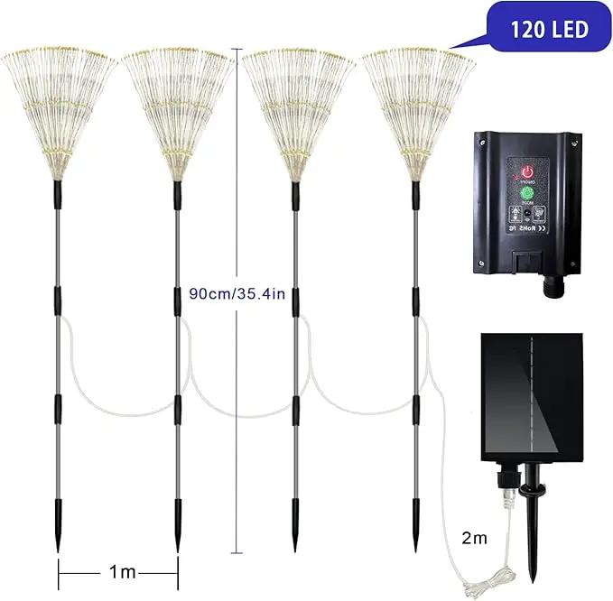 Solar Garden Lights 4-Pack Waterproof Decorative Pathway Firefly Lights for Courtyard & Garden Party Warm White by GreenHaven Gardens