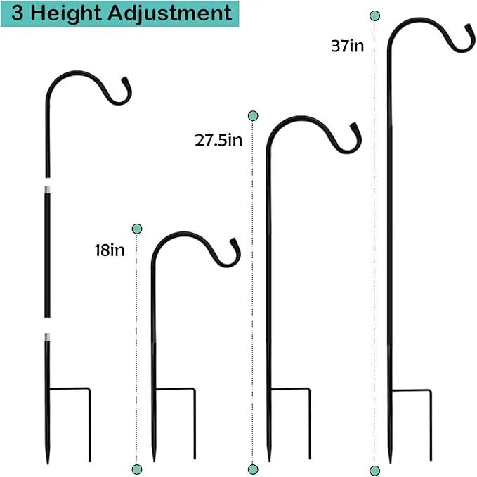 MIXXIDEA 37” Inch Heavy Duty Garden Shepherds Hooks for Outdoor Height Adjustable Plant Hangers Outdoor Shepherds Hook for Bird Feeders, Lanterns,Outdoor Décor, Plants, Wedding, Garden (37inch 8PK) by GreenHaven Gardens
