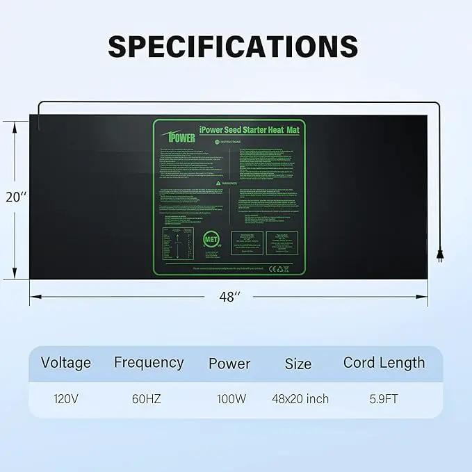 iPower GLHTMTCTRLHTMTL 48" x 20" Warm Hydroponic Seedling Heat Mat and Digital Thermostat Control Combo Set for Plant Germination, Black by GreenHaven Gardens