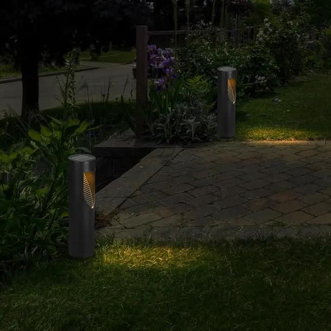 Techko Outdoor Solar Cylinder Bollard Path Lights, Modern Design, Waterproof IP65, Garden Lights for Landscape, Yard, Walkway, Pathway, Matte Black by GreenHaven Gardens