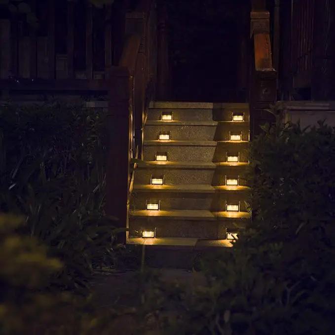 XLUX Solar Lights for Steps Decks Pathway Yard Stairs Fences, LED lamp, Outdoor Waterproof, Warm Light, 2 Pack by GreenHaven Gardens