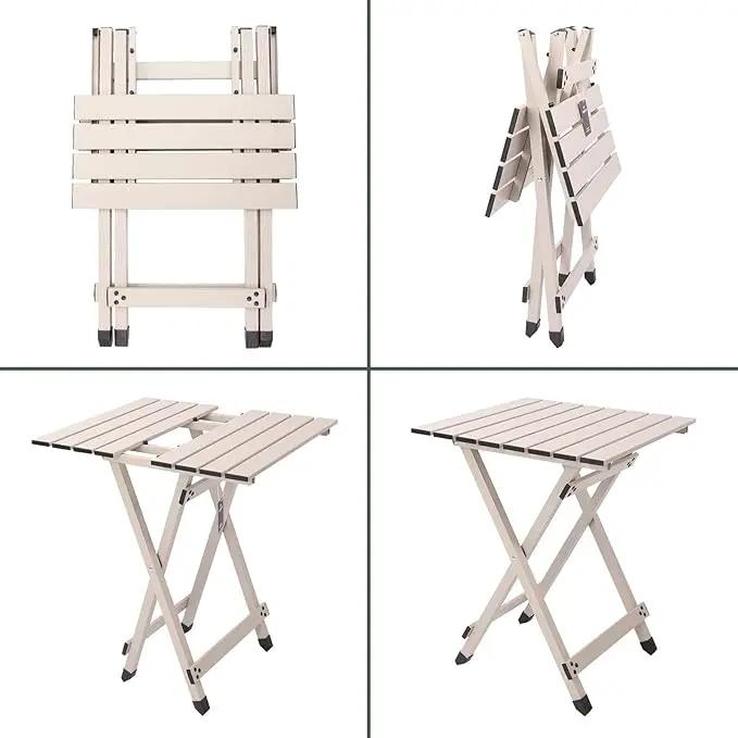 SUNNYFEEL Folding Camping Table - Lightweight Aluminum Portable Picnic Table, 18.5x18.5x24.5 Inch for Cooking, Beach, Hiking, Travel, Fishing, BBQ, Indoor Outdoor Small Foldable Camp Tables by GreenHaven Gardens