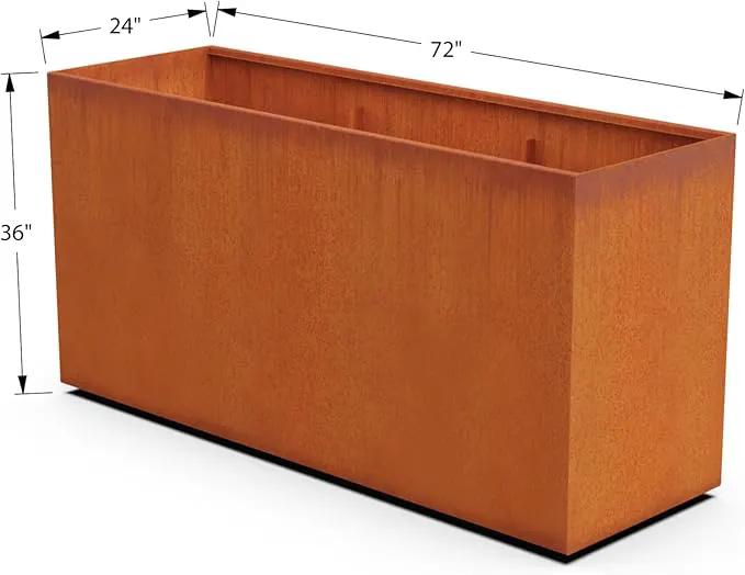 Corten Steel Planter Rectangle Outdoor Metal Garden Box Heavy Duty | Made in USA | Fully Assembled by GreenHaven Gardens