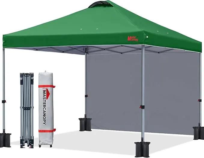 MASTERCANOPY Durable Pop-up Canopy Tent with 1 Sidewall (10'x10',Forest Green) by GreenHaven Gardens
