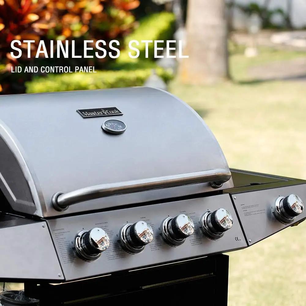 MASTER COOK 4 Burner Gas Grill, 52,000 BTU Cabinet Style Grill, Propane Grill, with Side Burner, Built with Stainless Steel by GreenHaven Gardens