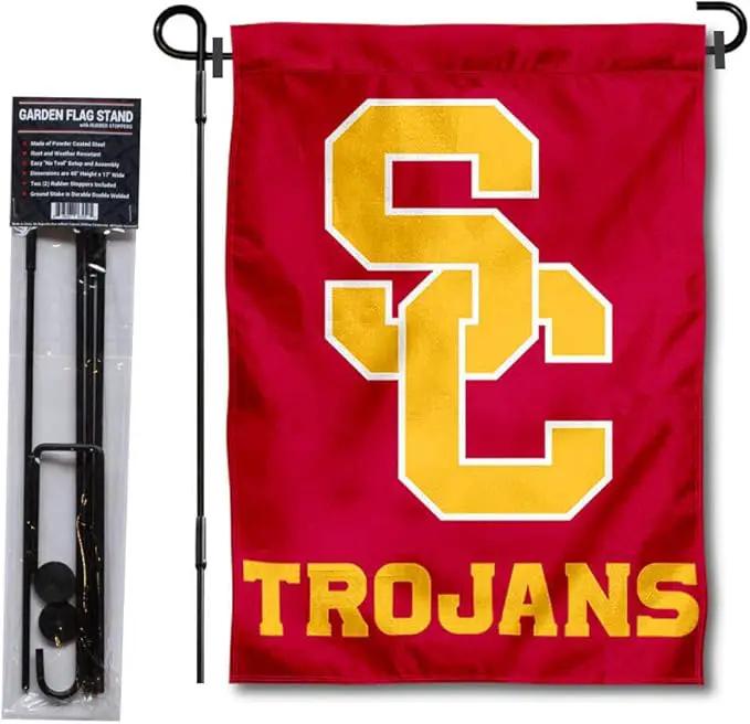College Flags & Banners Co. USC Trojans SC Logo Garden Flag with Stand Holder by GreenHaven Gardens