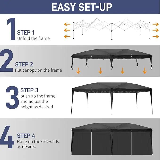 Outvita 10x20ft Pop Up Canopy Tent, Outdoor Instant Shelter Folding Canopy with 6 Side Walls and Carry Bag for Commercial Events, Party, Backyard BBQ, Camping Black by GreenHaven Gardens