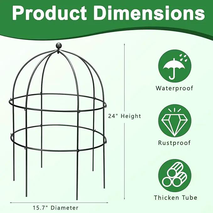 2 Pcs Jardin Bird Cage Plant Support 24" H Large Sturdy Grow-Through Flower Support Black Peony Plant Support Cage Climbing Plant Trellis Sculptural Garden Decor for Perennial Flowers Classic Black by GreenHaven Gardens
