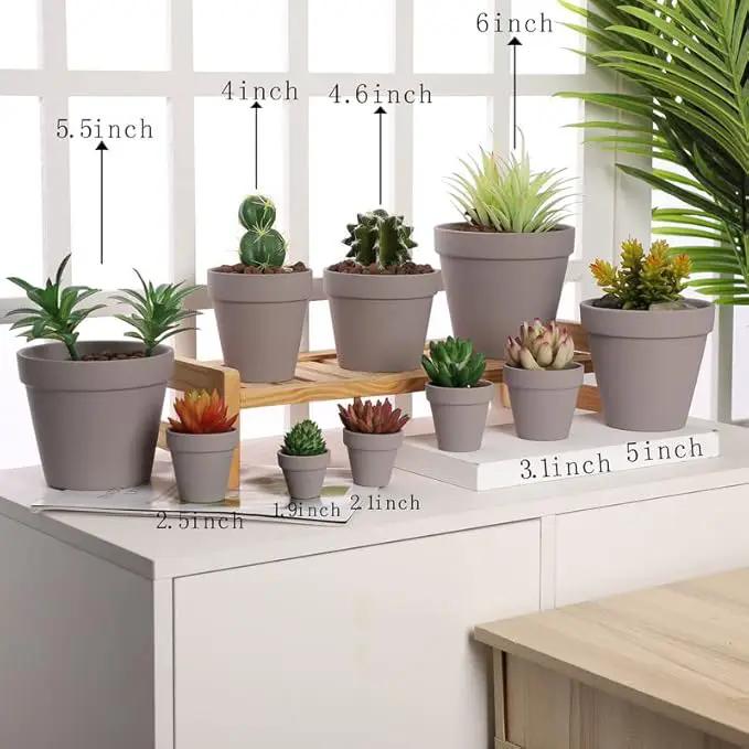 Yishang 36 pcs Small Mini Grey Clay Pots, 2.5'' Terracotta Pot Clay Ceramic Pottery Planter,Cactus Flower Terra Cotta Pots,Succulents Nursery Pots,with Drainage Hole,Great for Crafts,Wedding Favor by GreenHaven Gardens
