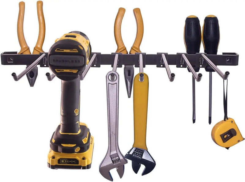 KINOMI Power Tool Holder Drill Holder, Distance between Hooks Adjustable, Drill Tool Storage Rack Organizer Metallic Tool Hanger Shelf for Garages, Tool Sheds, Basements, Gardens, Art and Craft Rooms by GreenHaven Gardens