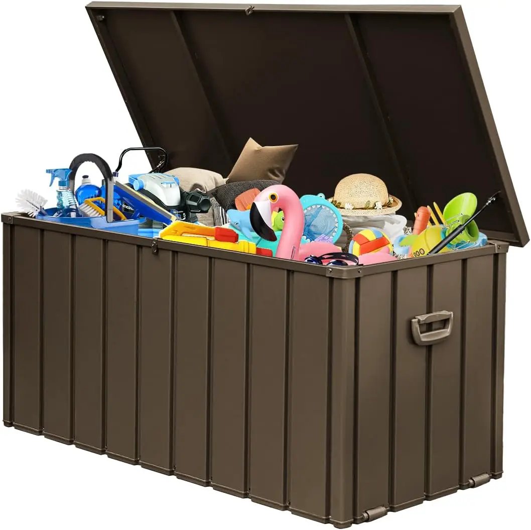 Domi 160-Gallon Outdoor Storage Box – Waterproof, Lockable Storage Cabinet for Patio Furniture, Garden Tools & Pool Supplies – Large Metal Storage for Cushions, Toys & More by GreenHaven Gardens
