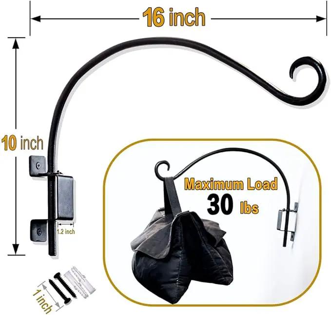 Swivel Bird Feeder Hanger Hook: Swivel Hanging Plant Bracket Outdoor - Wall Mount Swivel Hanging Hook for Bird Feeder 16-Inch by GreenHaven Gardens