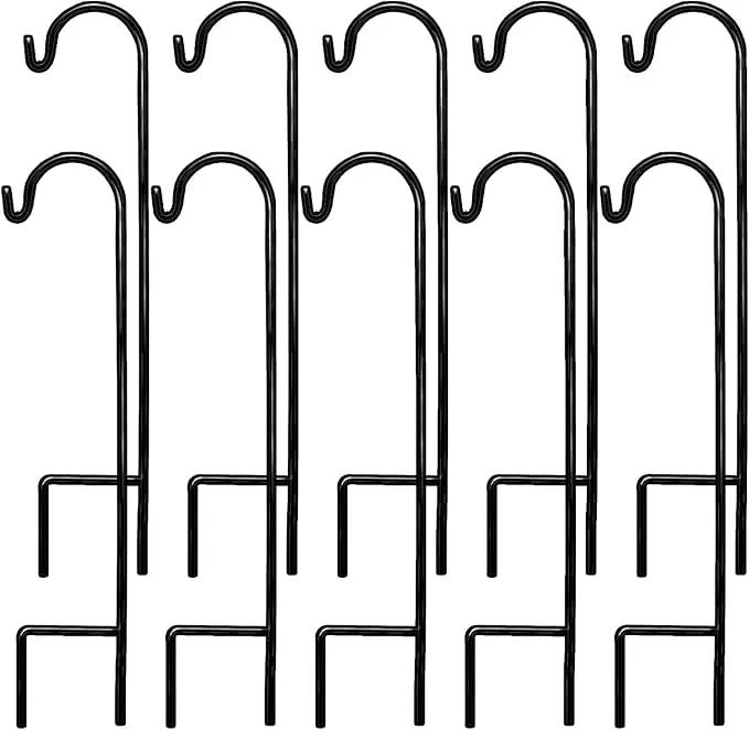 Ashman Shepherds Hook 10 Pack Black, 35 Inches Tall, Made of Premium Metal for Hanging Solar Light, Bird Feeders, Mason Jars, Garden Stake and Wedding Décor. by GreenHaven Gardens