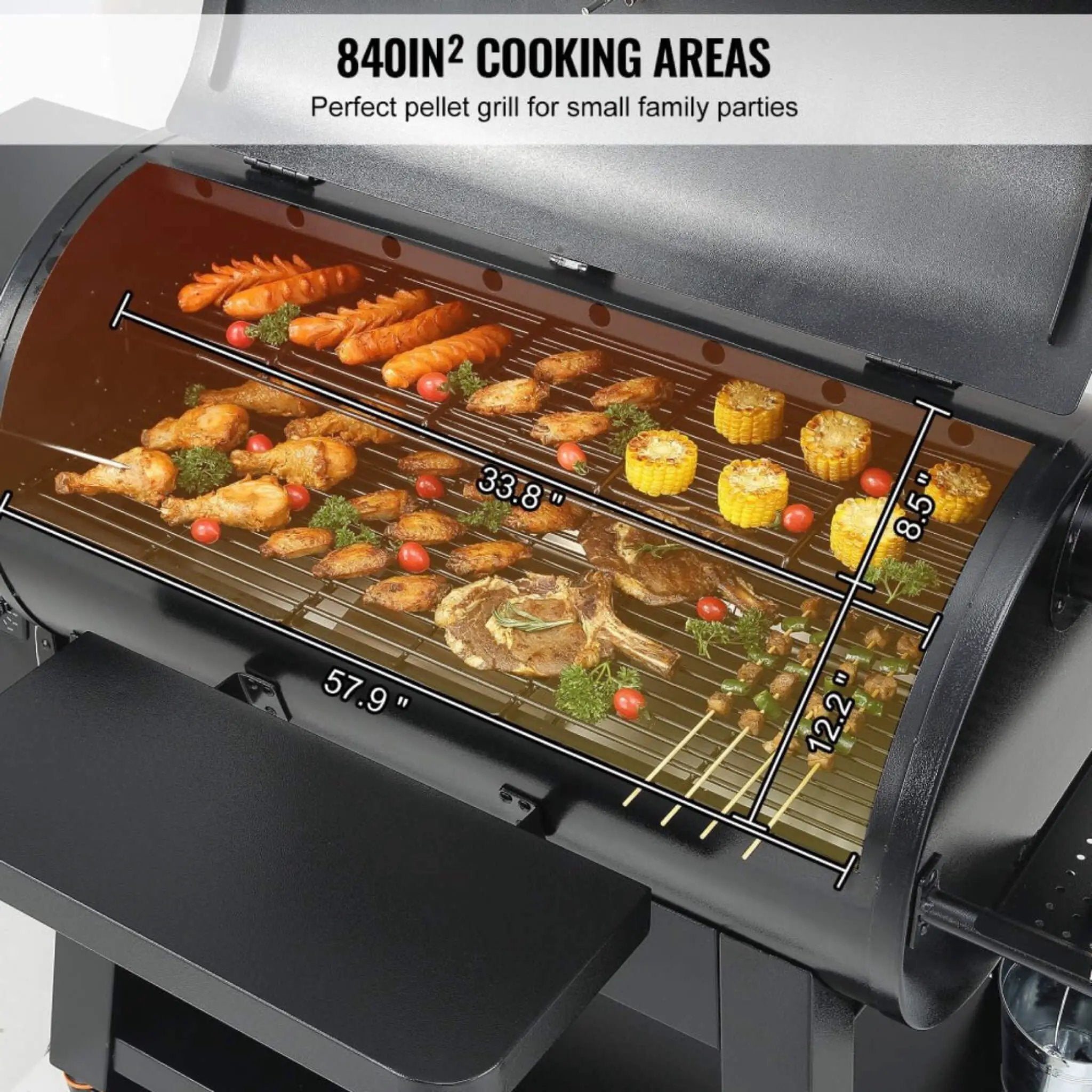 62-Inch Heavy-Duty Portable Wood Pellet BBQ Grill With Cart (SAK91308) by SAKSBY WHOLESALE