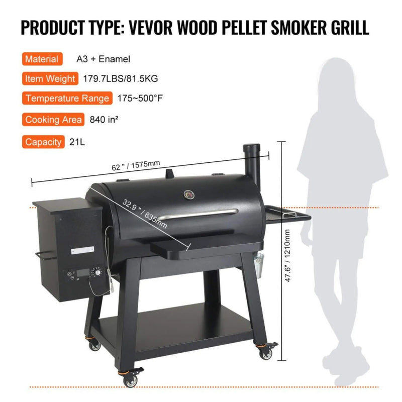 62-Inch Heavy-Duty Portable Wood Pellet BBQ Grill With Cart (SAK91308) by SAKSBY WHOLESALE