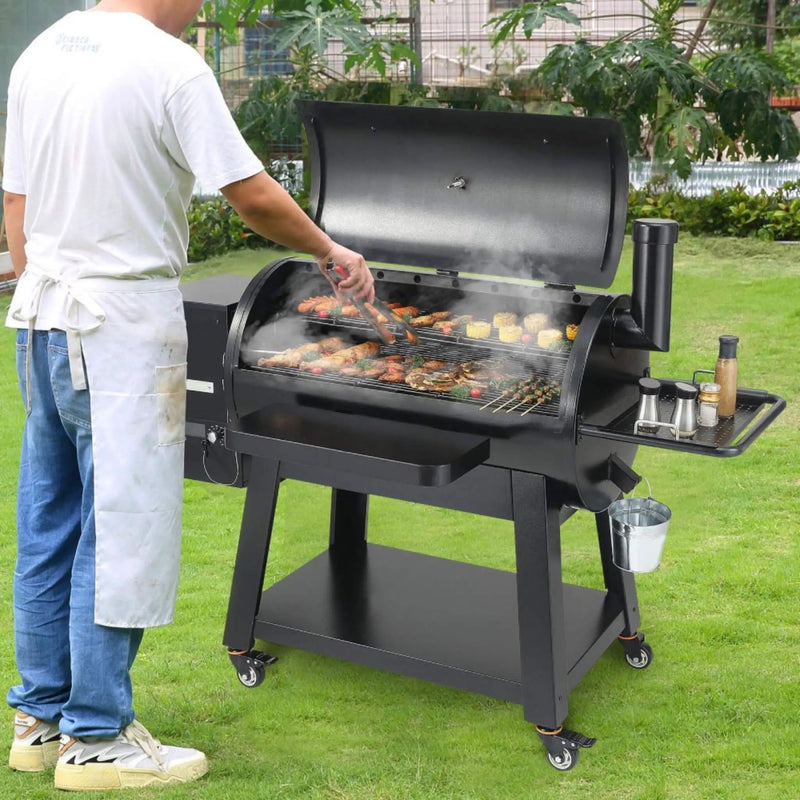 62-Inch Heavy-Duty Portable Wood Pellet BBQ Grill With Cart (SAK91308) by SAKSBY WHOLESALE