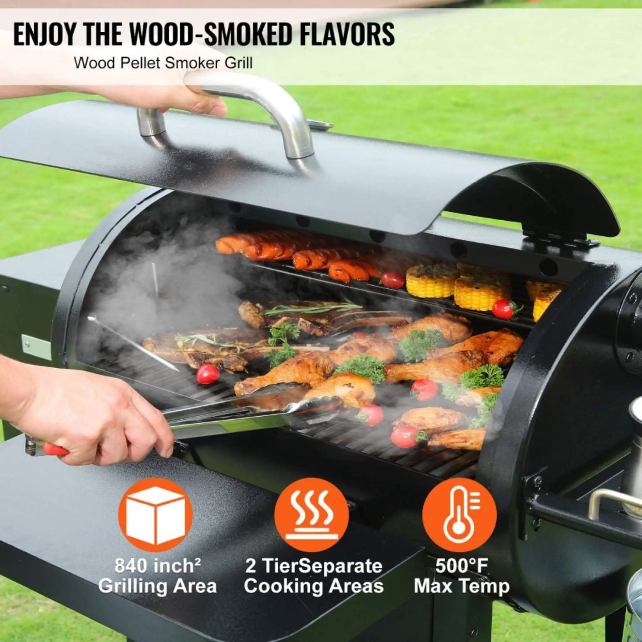 62-Inch Heavy-Duty Portable Wood Pellet BBQ Grill With Cart (SAK91308) by SAKSBY WHOLESALE
