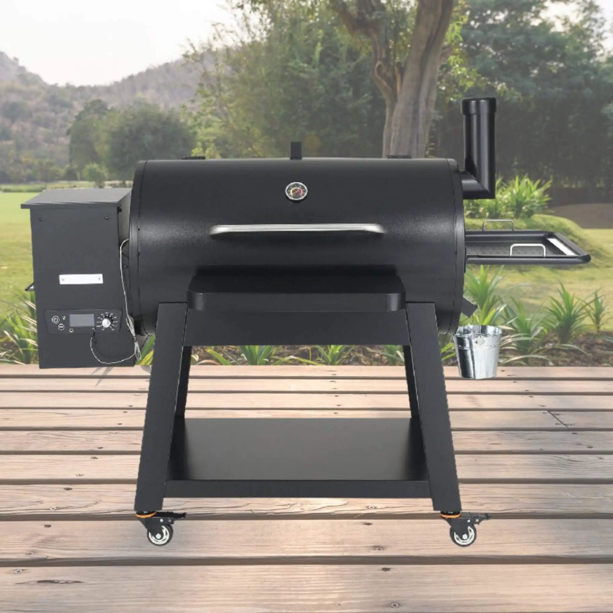 62-Inch Heavy-Duty Portable Wood Pellet BBQ Grill With Cart (SAK91308) by SAKSBY WHOLESALE