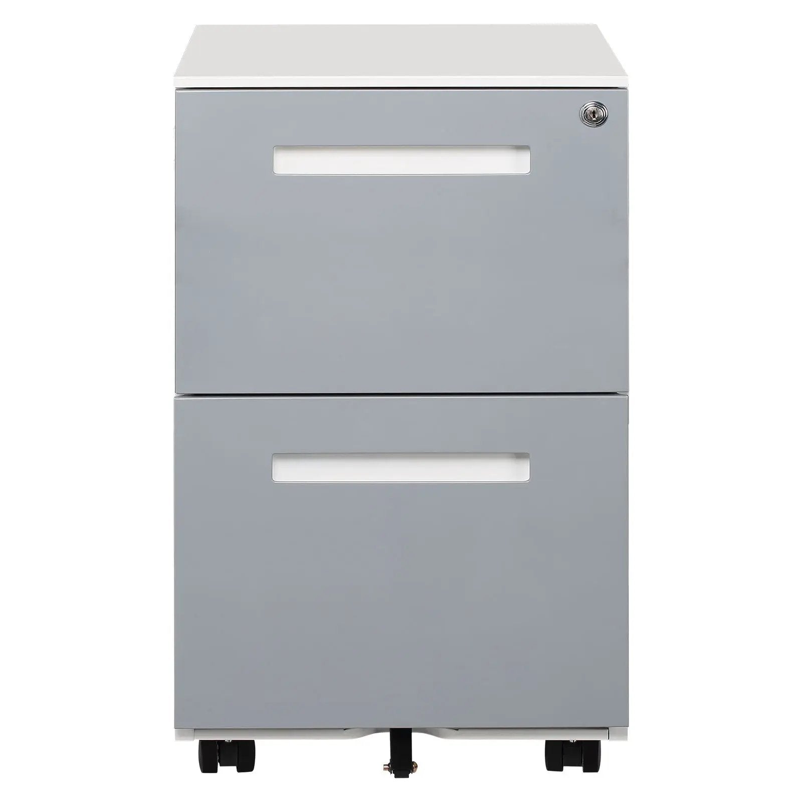 3 Drawer Mobile Locking File Cabinet, Rolling Filing Cabinet For Letter / A4 Size With 5 Wheels - Gray by HouseOfZazla