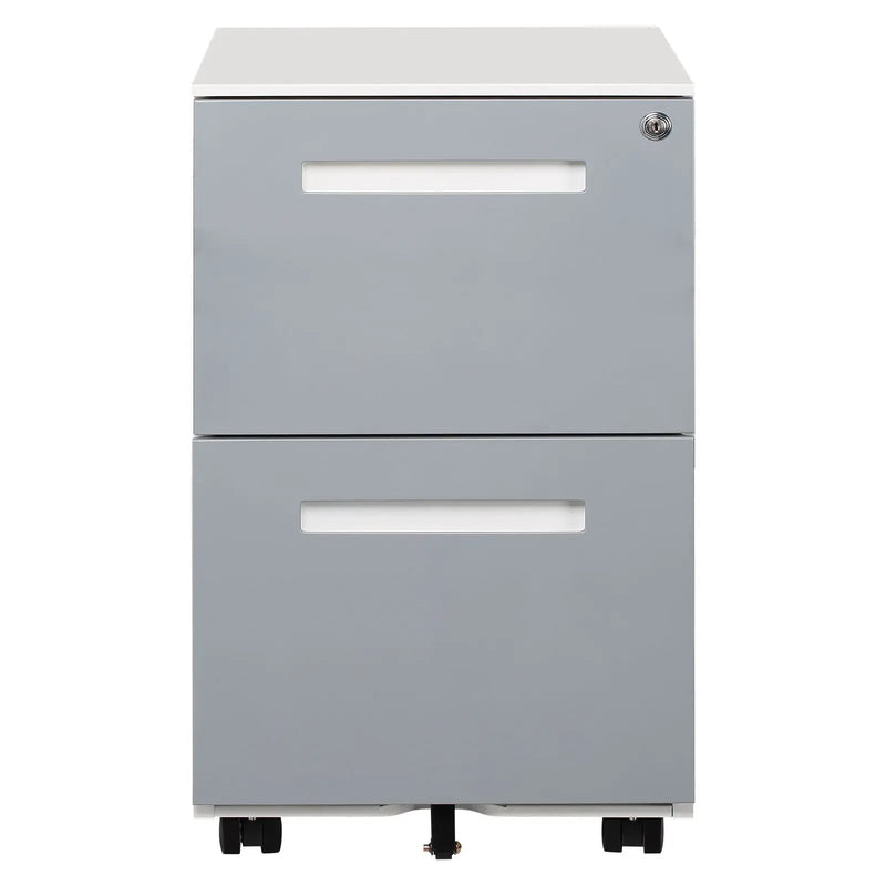 3 Drawer Mobile Locking File Cabinet, Rolling Filing Cabinet For Letter / A4 Size With 5 Wheels - Gray by HouseOfZazla