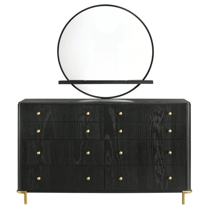 Arini 8-drawer Dresser with Mirror Black by Unique Piece Furniture