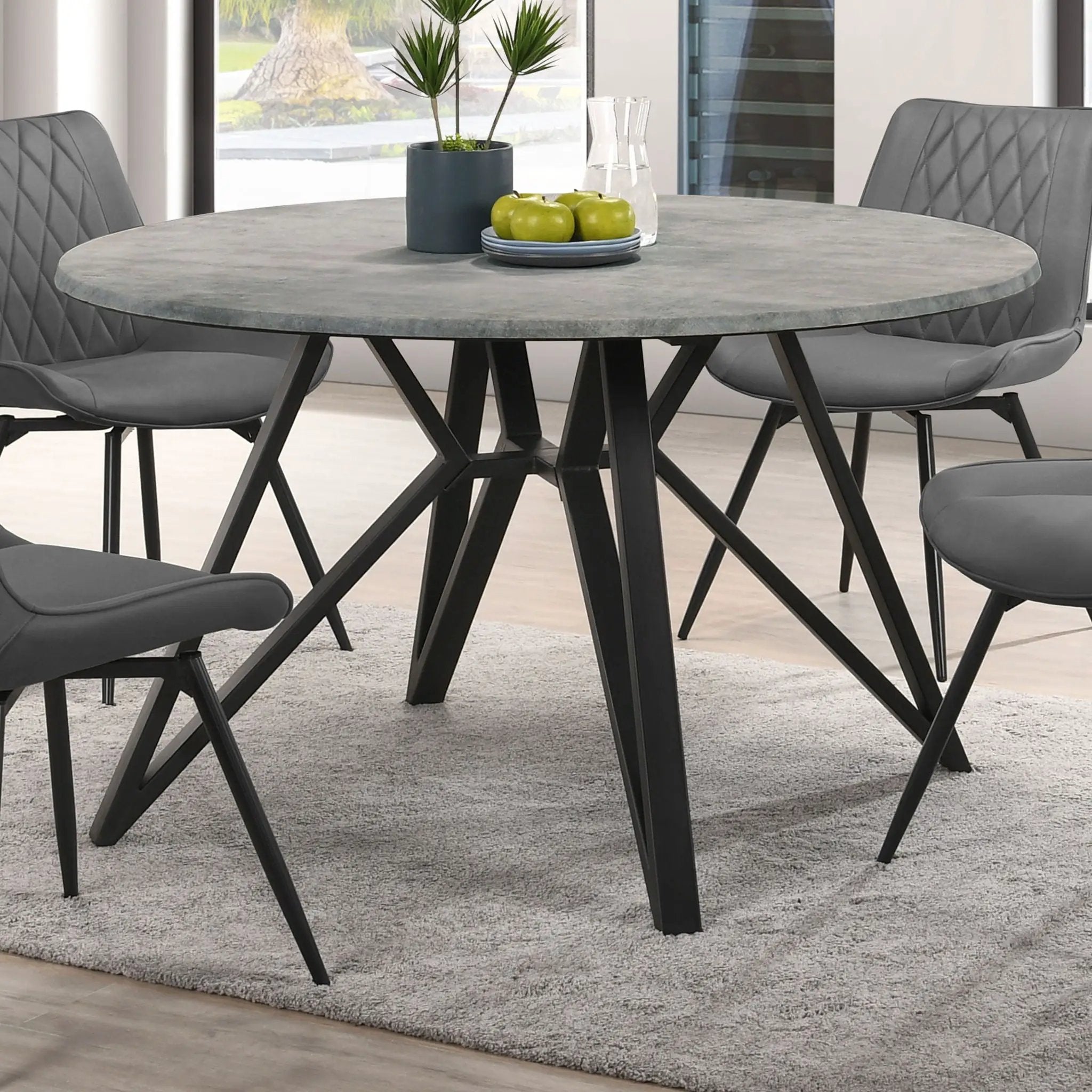 Royceton - Top Dining Table Industrial Round Dining Table - Gray / Black by HouseOfZazla