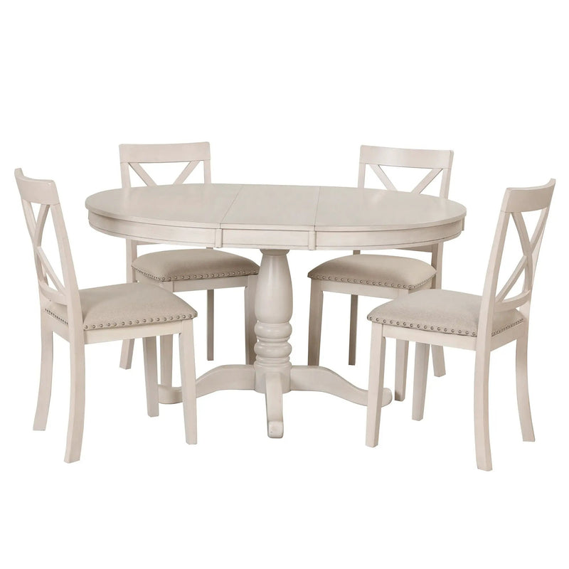 Modern Dining Table Set For 4, Round Table And 4 Kitchen Room Chairs, 5 Piece Kitchen Table Set For Dining Room, Dinette, Breakfast Nook by HouseOfZazla