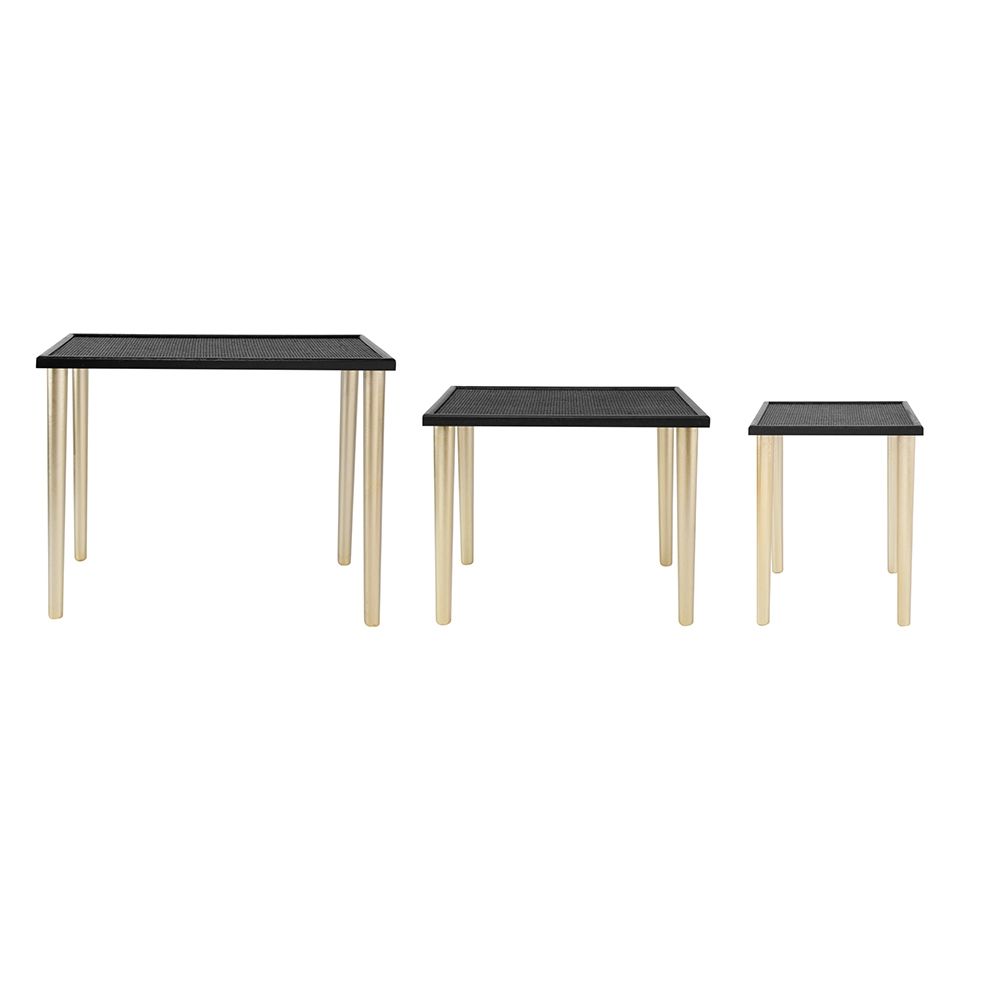 Side Tables (Set of 3) - Black / Gold by HouseOfZazla