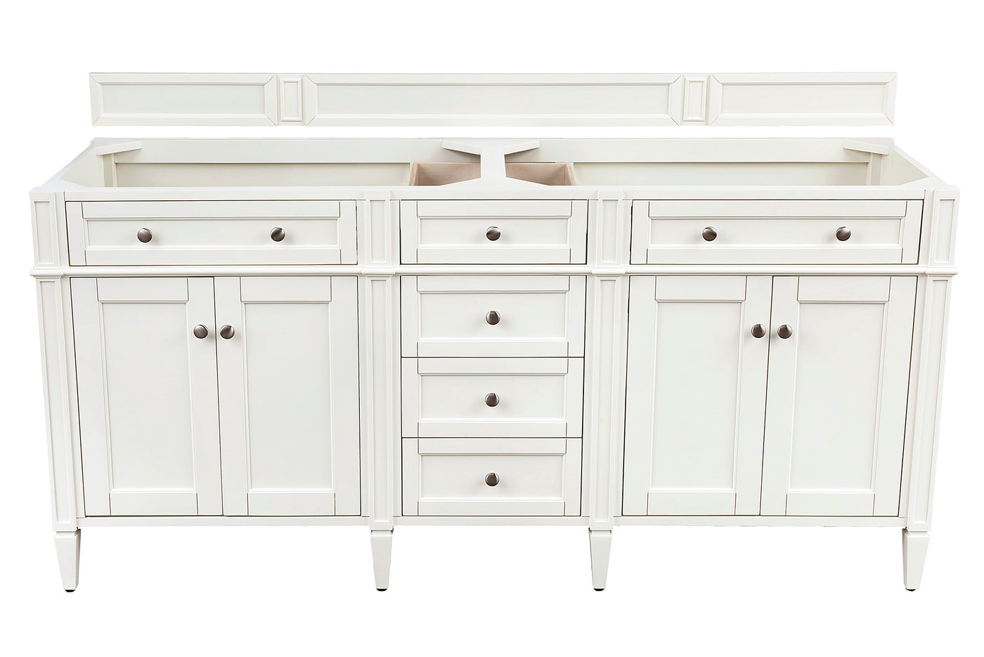 James Martin Brittany 72" Double Bathroom Vanity, Bright White, cabinet without a countertop