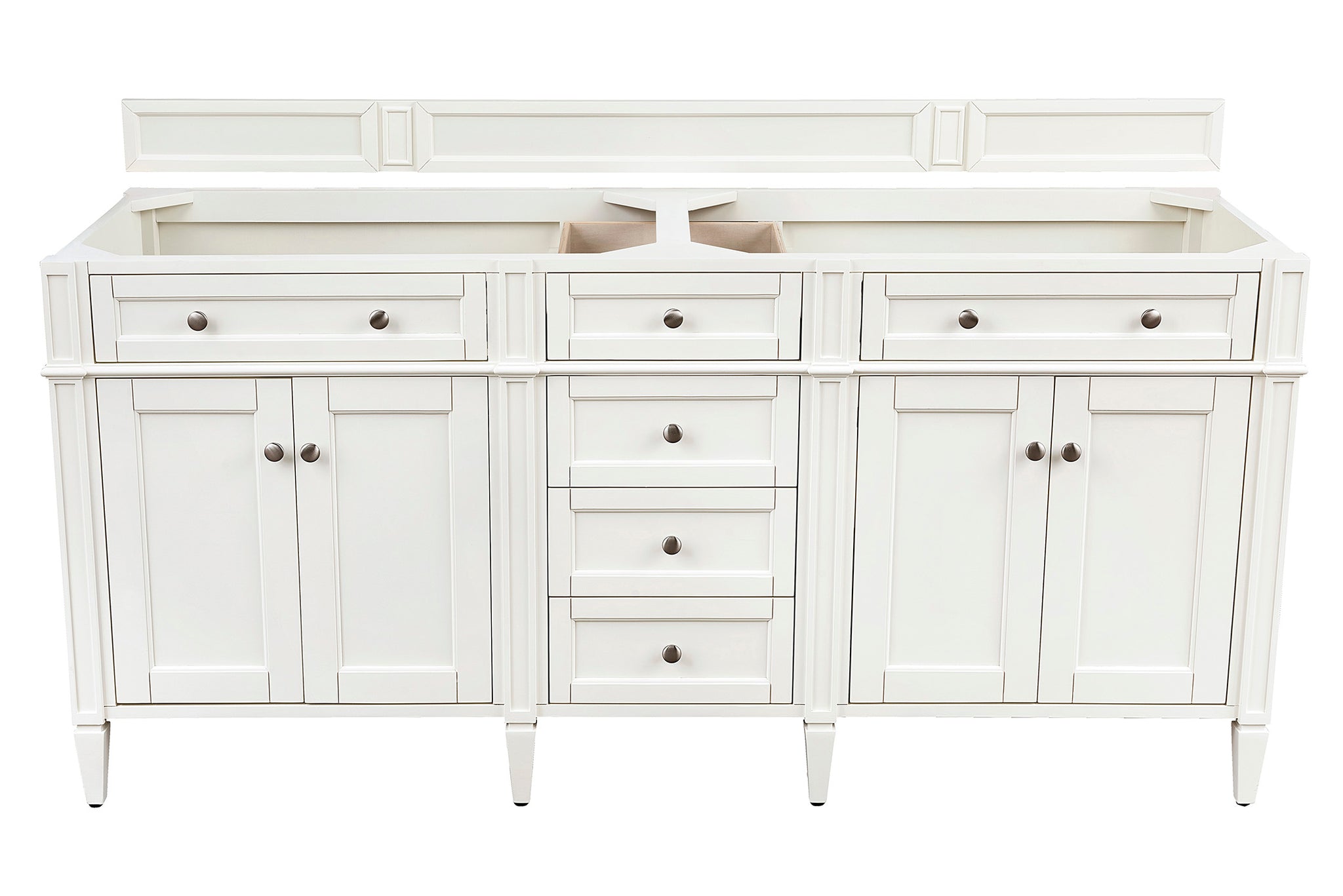 James Martin Brittany 72" Double Bathroom Vanity, Bright White, cabinet without a countertop