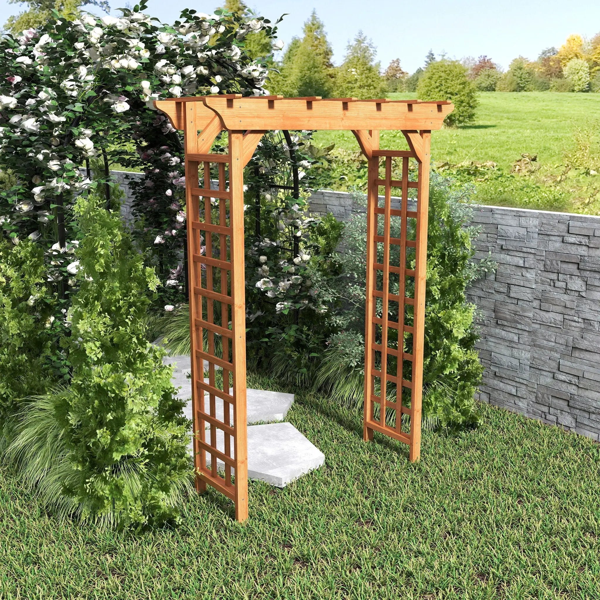 Arbor, Wedding Arch For Ceremony, Trellis For Plant Climbing, Christmas Decor Pergola For Garden Backyard - Yellow by HouseOfZazla