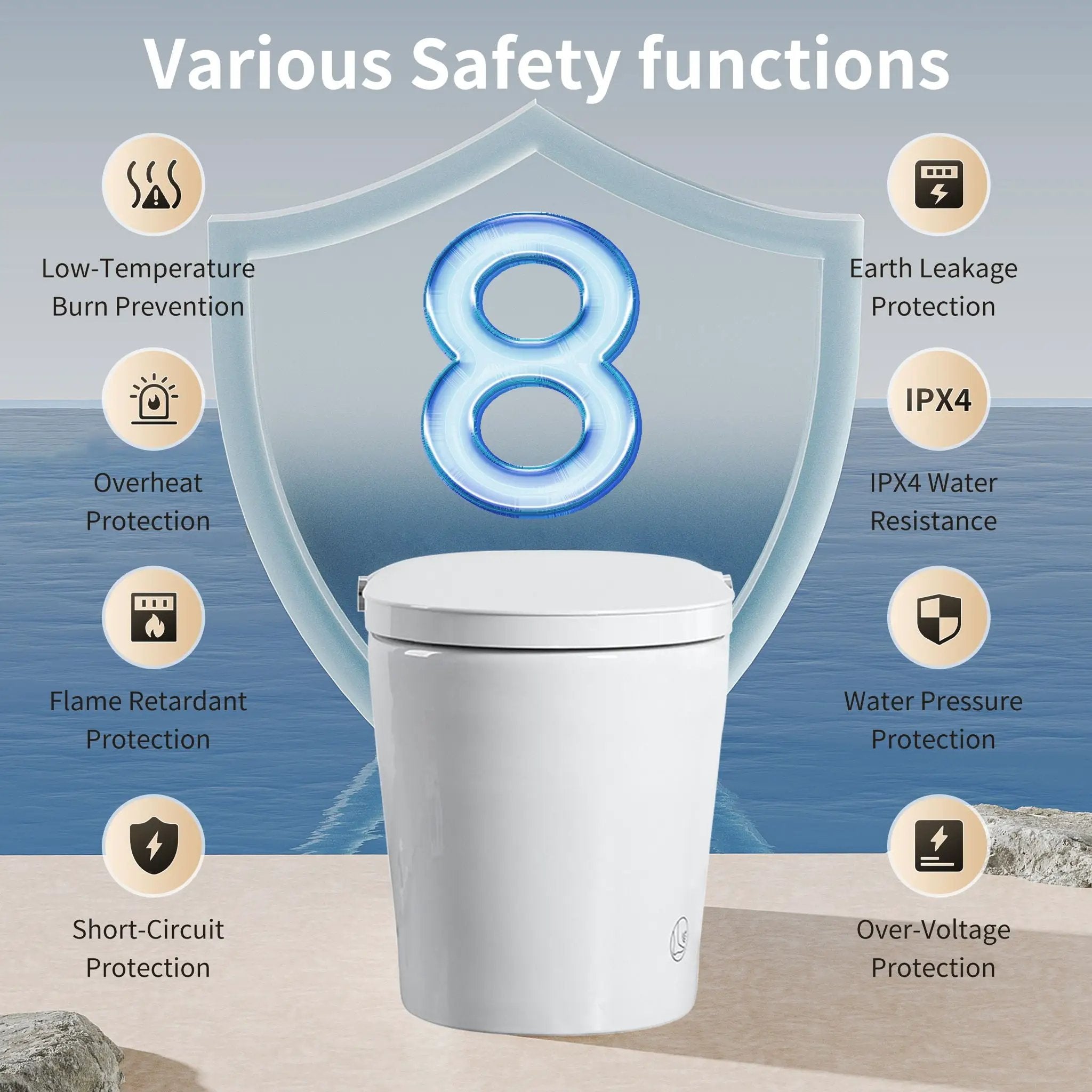 Tankless Smart Toilet With Bidet Built In, 1 Piece, Auto Flush, Auto Open / Close, Heated Seat, Bubble Wash, Warm Water And Dry, Adjustable Temp, Remote Control Side Know - White by HouseOfZazla
