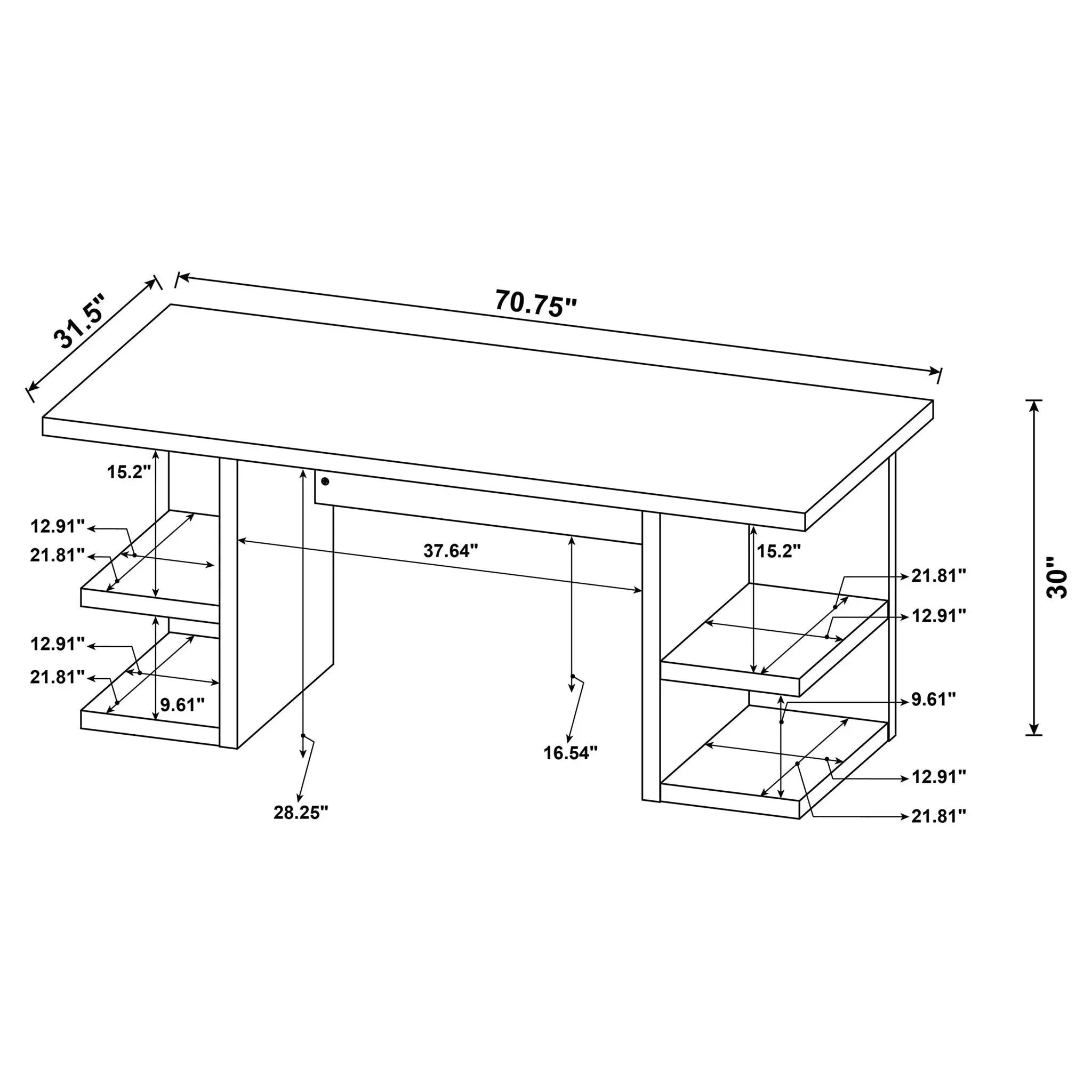 Hannah - 4 Shelf Writing Desk With Open Shelving - White by HouseOfZazla