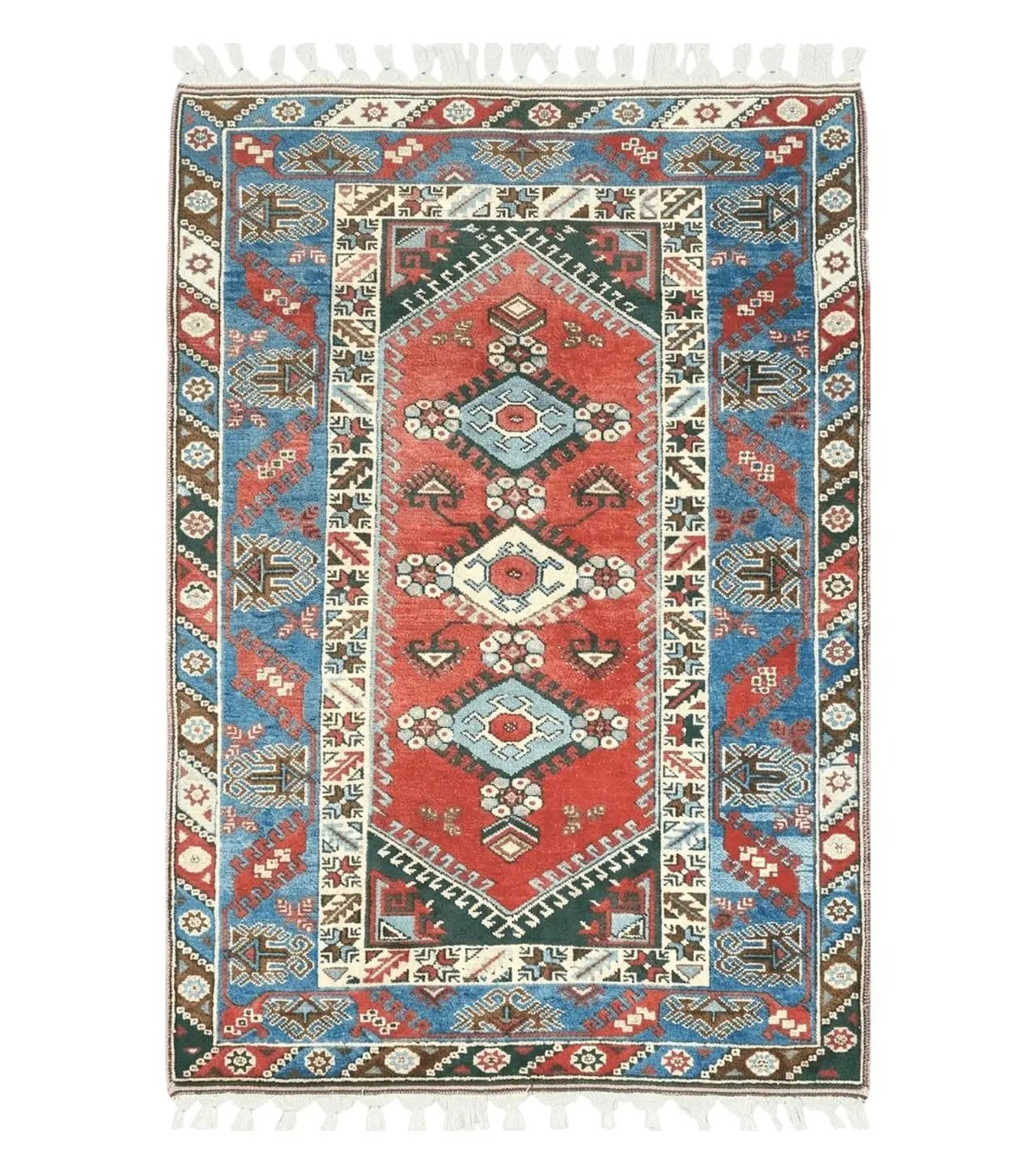 4' X 6' Handmade Turkish Super Kazak Shirvan Wool Rug Colorful by Jewel Rugs