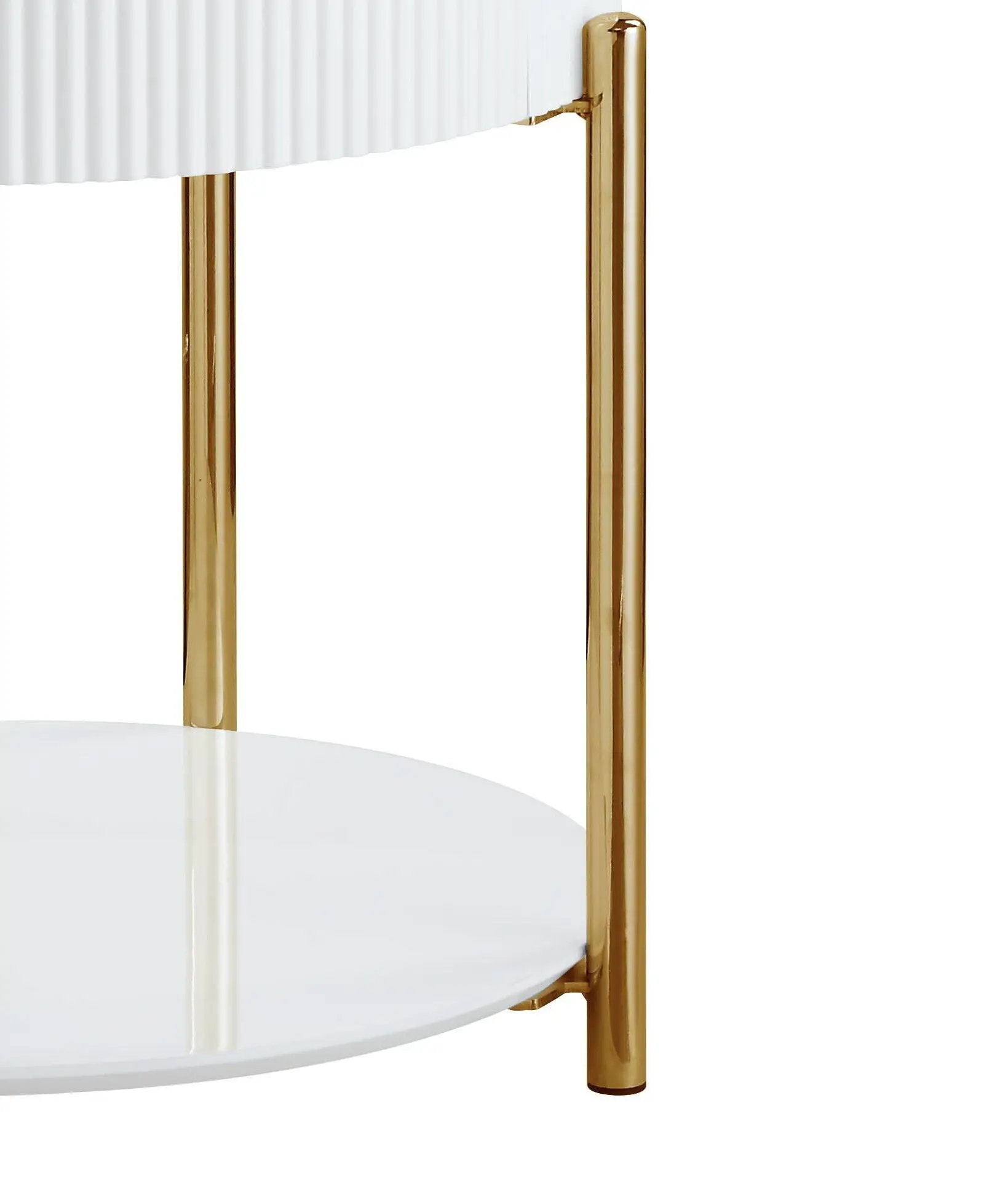 Daveigh - High Gloss End Table - Gold / White by Unique Piece Furniture