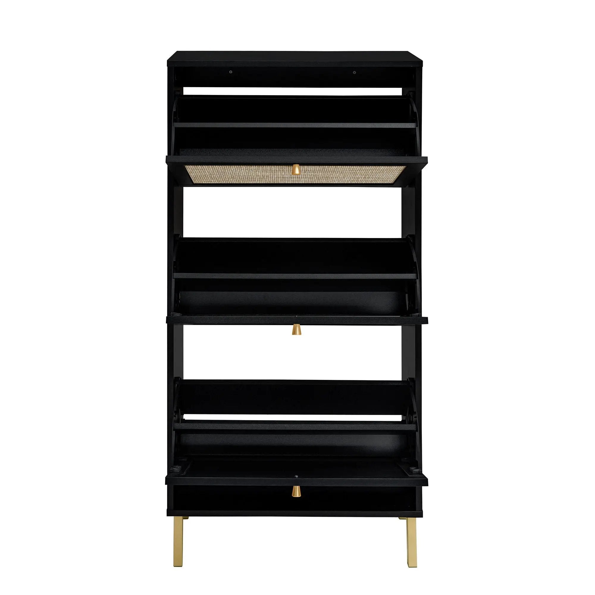 Modern Rattan 3 Door Shoe Rack Cabinet for Entryway by HouseOfZazla