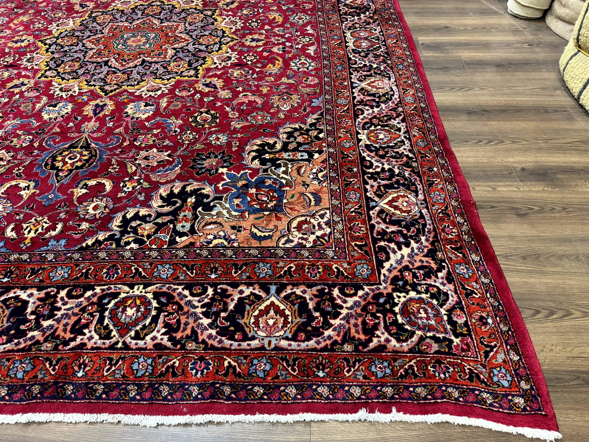 Red Persian Mashad Rug 10x13 - Floral Medallion Signed By Masterweaver by Jewel Rugs