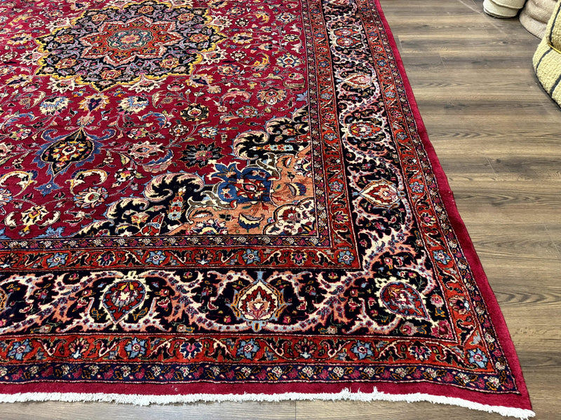 Red Persian Mashad Rug 10x13 - Floral Medallion Signed By Masterweaver by Jewel Rugs
