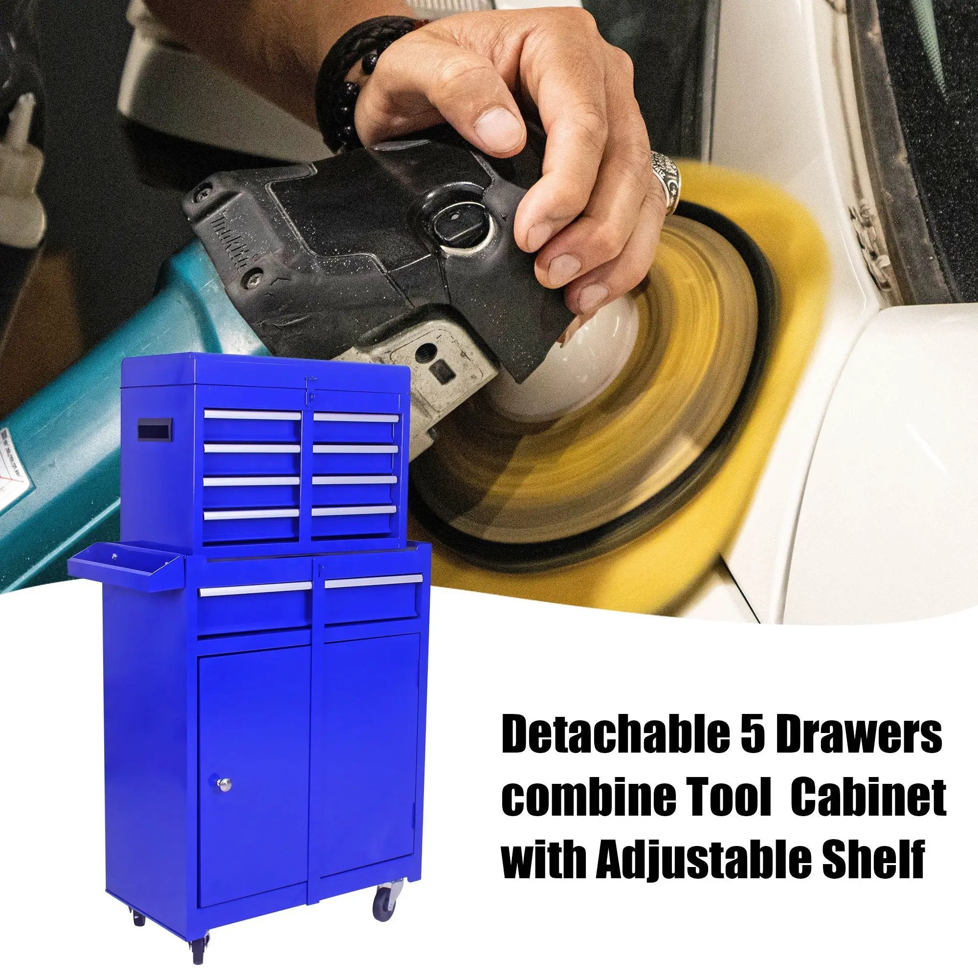 High Capacity Rolling Tool Chest With Wheels And Drawers, Storage Cabinet by HouseOfZazla