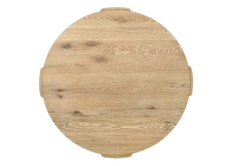 Bowen - Round Dining Table With Cream Color Upholstered Chairs (Set of 5) - Oak Finish by Unique Piece Furniture